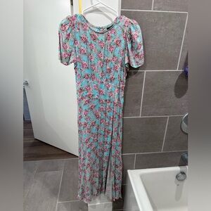 AFRM Floral Long Sleeve Dress in Pink and Blue